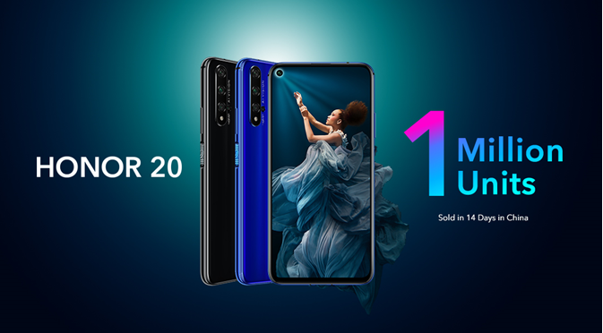 HONOR kicks off HONOR 20 Global Availability, Continues Record-breaking Sales Performance in China HONOR 20 sales in China surpass one million units in a mere 14 days