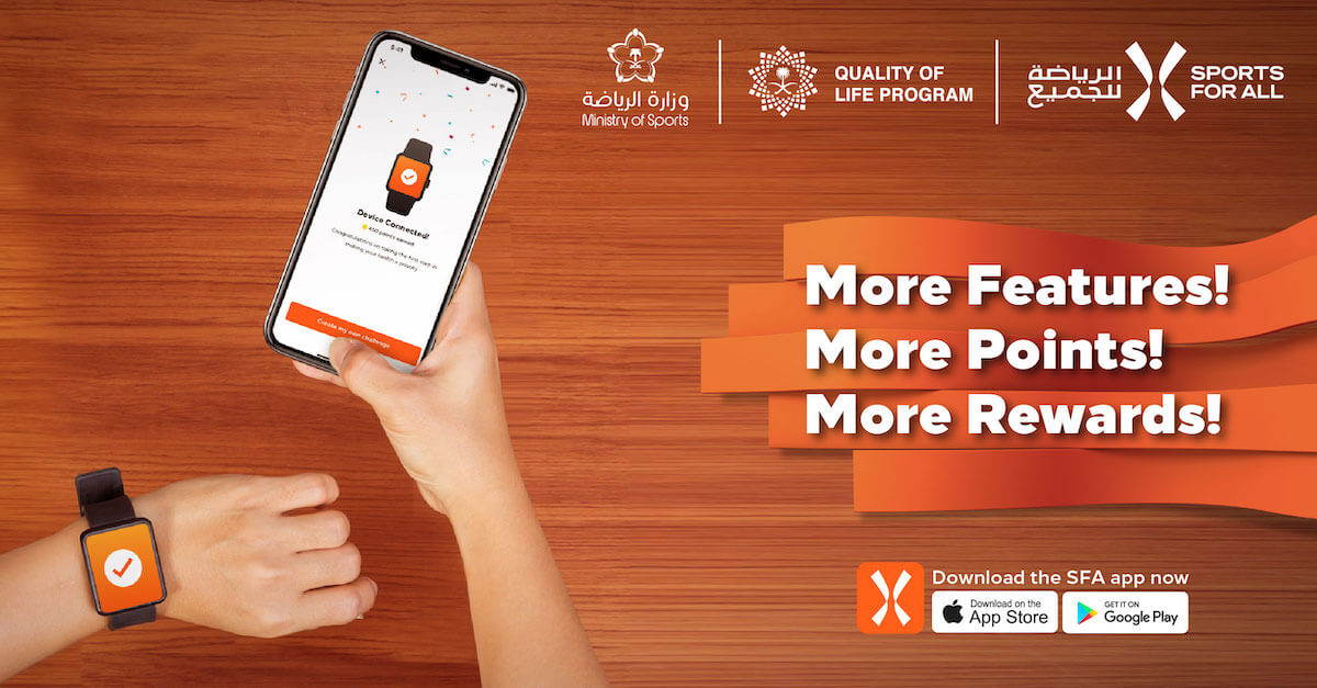 Sports for All Federation mobile app adds fitness tracker integration and self-challenges to its features, and expands the SFA Rewards program