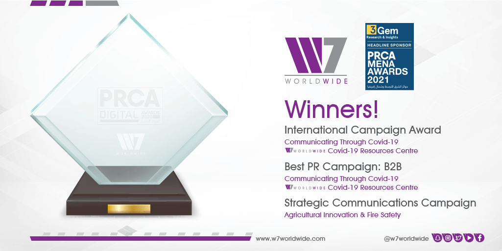 GCC Agency W7Worldwide Announced Winner of Best International Campaign PRCA MENA Awards 2021