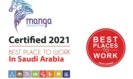 “Best Places to Work” Awards Manga Productions the Best Places to Work in Saudi Arabia Certificate for 2021