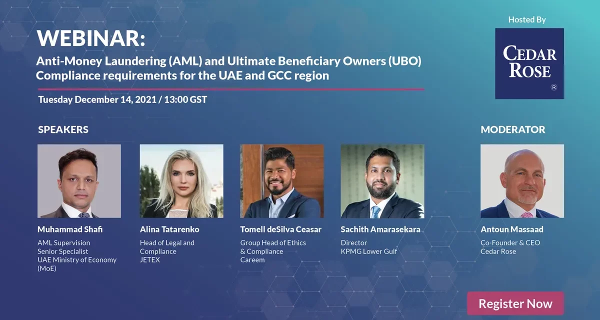 Cedar Rose to Host Webinar on AML and UBO Compliance Requirements in the UAE and GCC Region