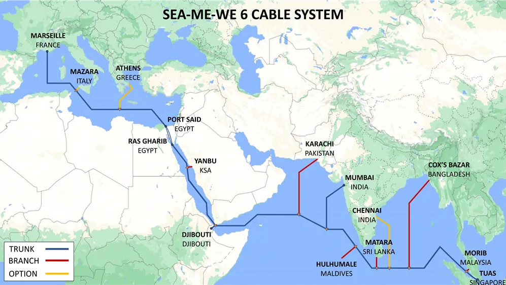 Mobily joins SEA-ME-WE-6 consortium to build a new submarine cable system connecting Southeast Asia, the Middle East, and Western Europe