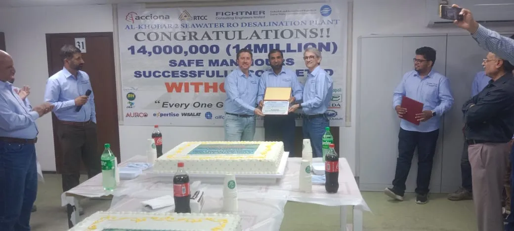 ACCIONA CELEBRATES 14 MILLION HOURS WITHOUT INJURIES DURING THE CONSTRUCTION OF THE AL KHOBAR 2 DESALINATION PLANT 